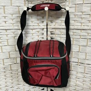 Coleman Soft Cooler Lunch Bag Red Insulated Holds 9 Cans‎ Shoulder Strap